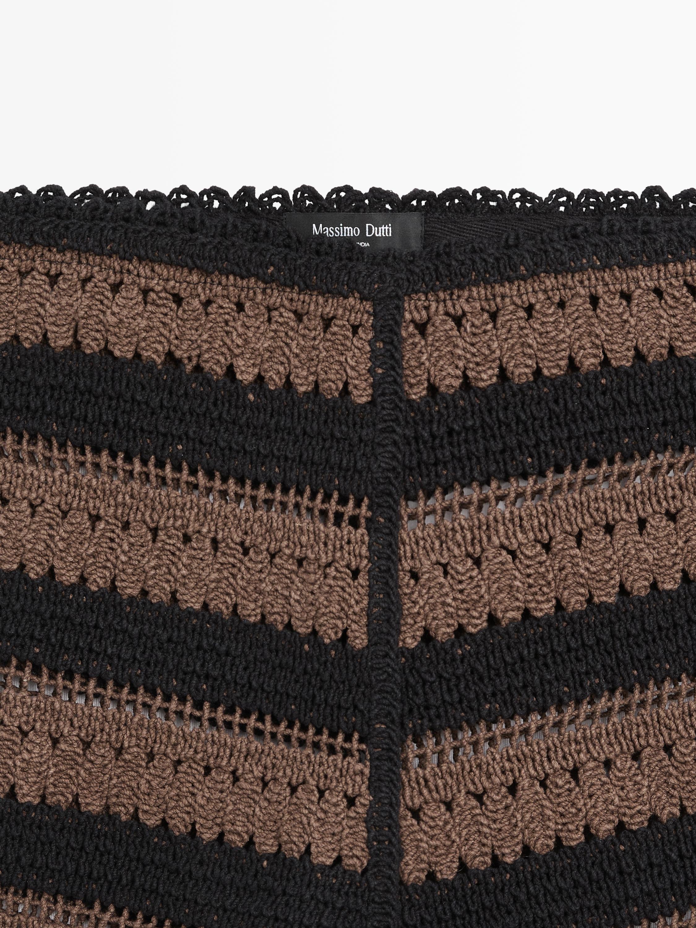 Striped cotton crochet shorts